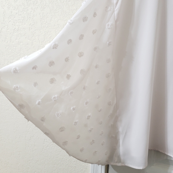 Andree by Unit Pinkish White Pom Pom Dot Sheer Poncho Blouse Size SM - Picture 9 of 10
